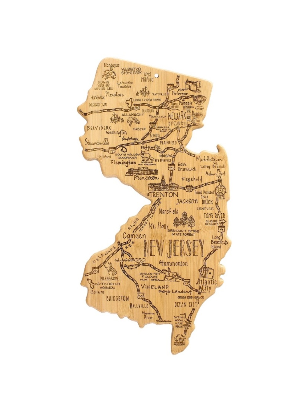 Destination New Jersey Shaped Cutting Board – Charcuterie and Serving Board w...